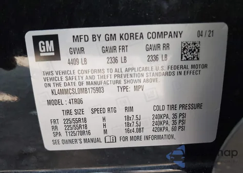 2021 Buick Encore Gx Awd Preferred из США, поврежденный, VIN KL4MMCSL0MB175903